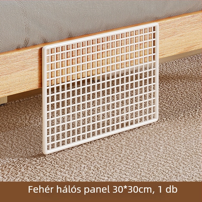 Hálószobai ágy alatti védőpanel — macska elleni védelem, vasdróthálós réseket blokkoló panel, ablakpárkány védő