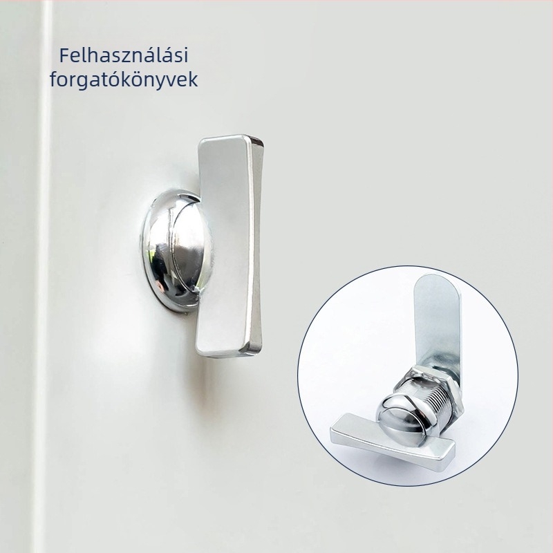 Kulcs nélküli szekrényzár lapos fogantyúval, forgó nyelv mechanizmussal és gombkapcsolóval