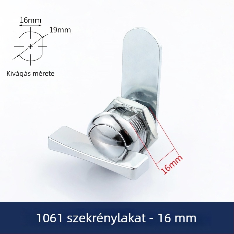 Kulcs nélküli szekrényzár lapos fogantyúval, forgó nyelv mechanizmussal és gombkapcsolóval