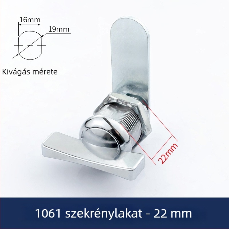 Kulcs nélküli szekrényzár lapos fogantyúval, forgó nyelv mechanizmussal és gombkapcsolóval