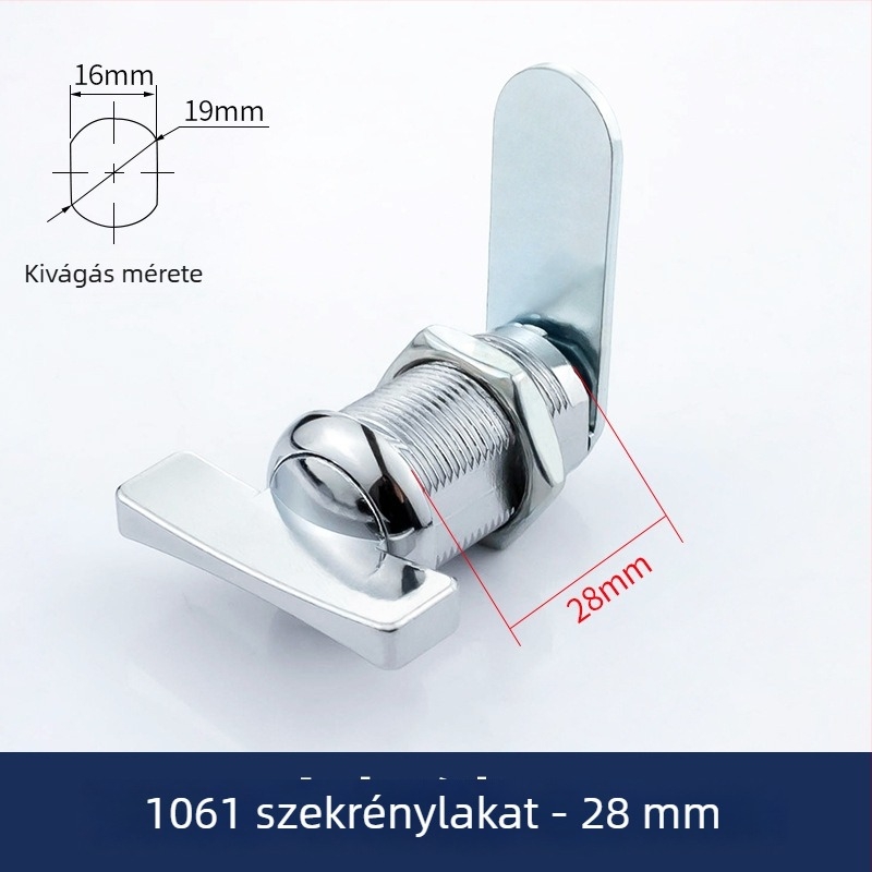 Kulcs nélküli szekrényzár lapos fogantyúval, forgó nyelv mechanizmussal és gombkapcsolóval