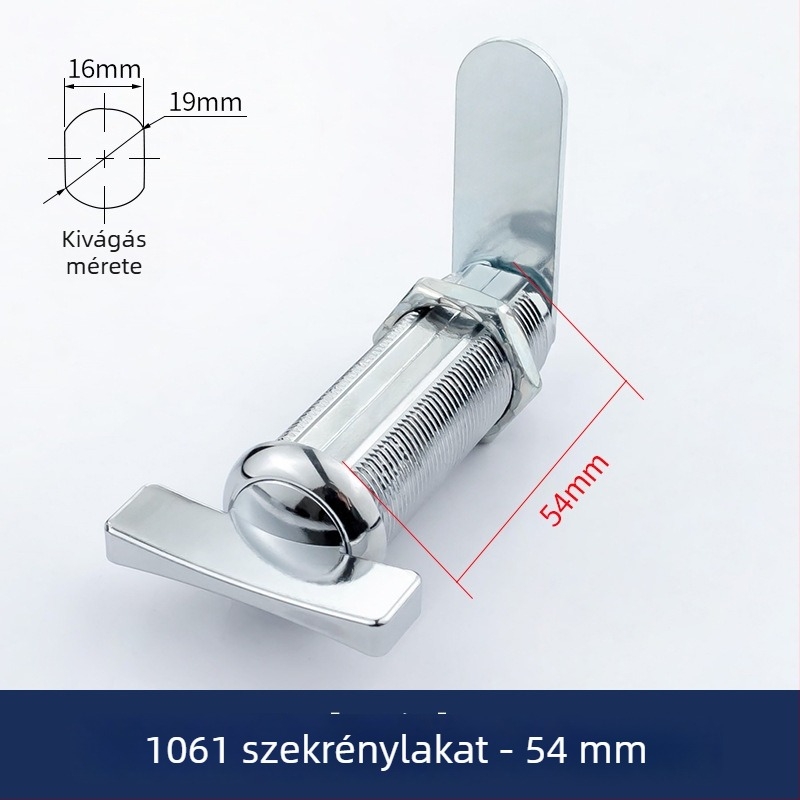 Kulcs nélküli szekrényzár lapos fogantyúval, forgó nyelv mechanizmussal és gombkapcsolóval