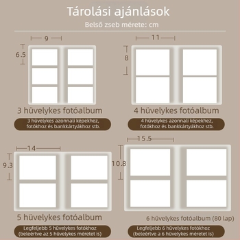 Átlátszó Polaroid fotóalbum védőtokkal, 3/4/5/6 hüvelykes képekhez és képeslapokhoz