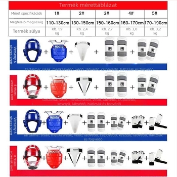 Taekwondo gyerekeknek védőfelszerelés – 5 vagy 8 részes készlet fej-, derék-, könyök-, sípcsont-, váll-, térd- és boka védőkkel