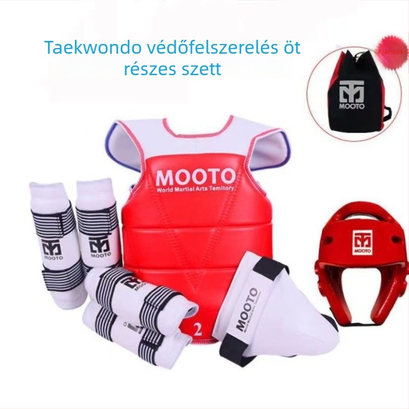 Taekwondo gyerekeknek védőfelszerelés – 5 vagy 8 részes készlet fej-, derék-, könyök-, sípcsont-, váll-, térd- és boka védőkkel