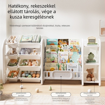 Gyermekek játék- és könyvtároló polc, 4 szintes nappali tároló
