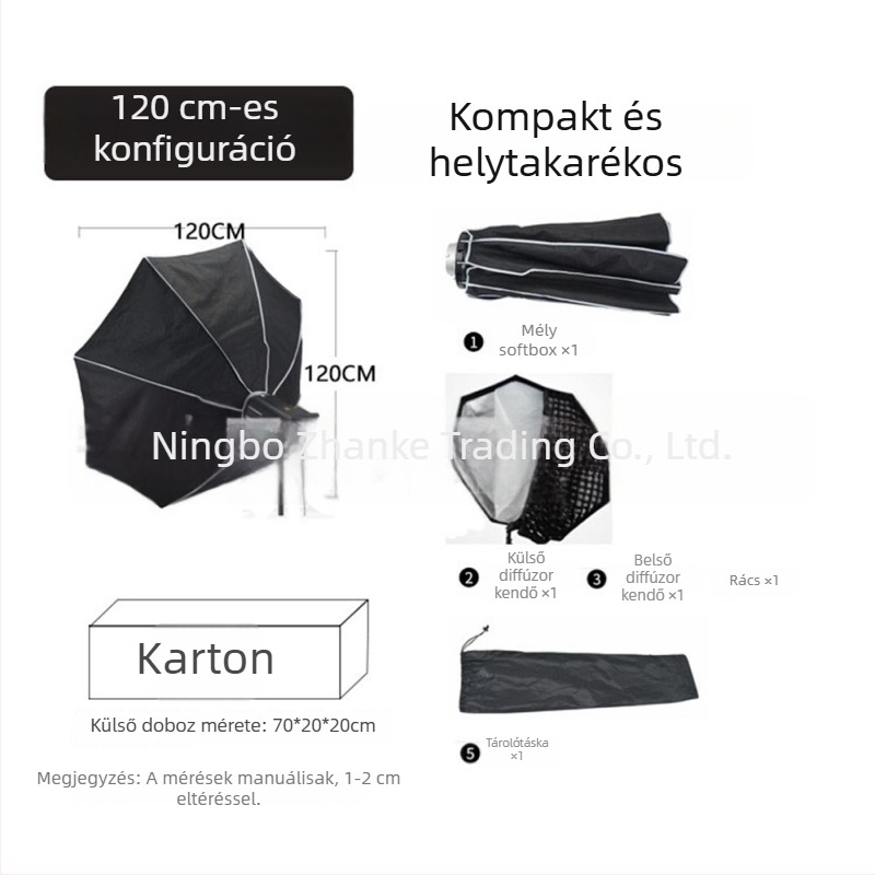 Lágyfény doboz hálógrillével és gyors összeszereléssel, nyolcszögletű gömbszerű dizájn