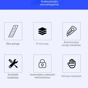 Önzáródó univerzális kés, 18 mm-es penge tapétákhoz és papírhoz, ipari szintű, nagy