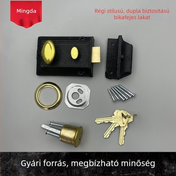 Kétoldali biztonsági ajtózár bikafej dizájnnal, vintage stílusú zár fa- és belső ajtókhoz