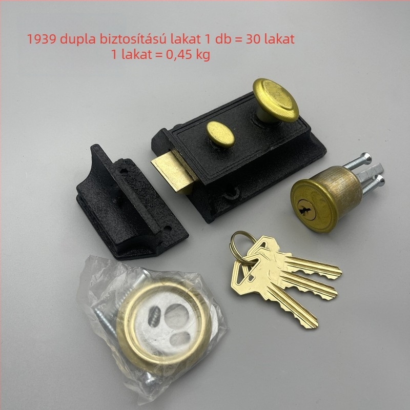 Kétoldali biztonsági ajtózár bikafej dizájnnal, vintage stílusú zár fa- és belső ajtókhoz