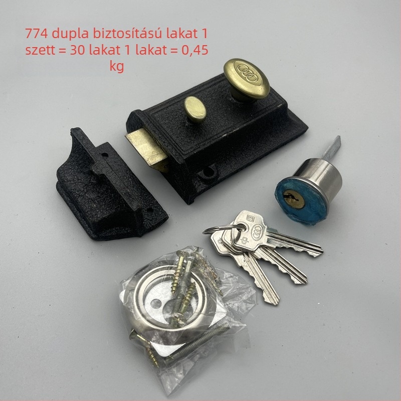 Kétoldali biztonsági ajtózár bikafej dizájnnal, vintage stílusú zár fa- és belső ajtókhoz