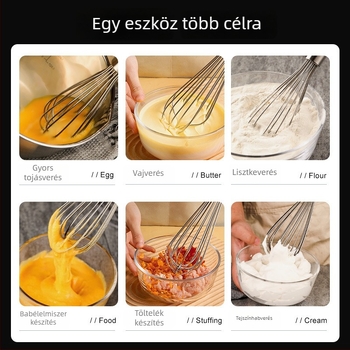 Rozsdamentes acél kézi tojáskeverő és habosító, kézi tejhabosító és krémhabozó