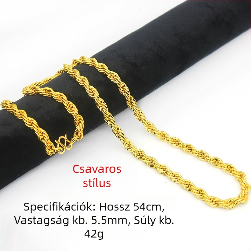 Színtartó imitációs arany nagy vastag férfi nyaklánc, aranyozott, új modell