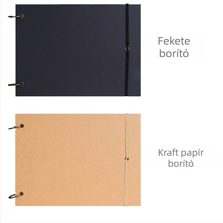 Egyszerű retro kézzel készült DIY fényképalbum vastag kraft papírral, scrapbook, emlékalbum A3