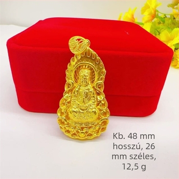 Férfi Guanyin medálos nyaklánc, aranyozott réz