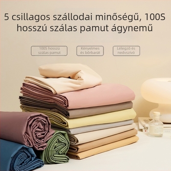 Kiváló minőségű hosszú szálú pamut satin gumis lepedő matracvédővel, egyszínű