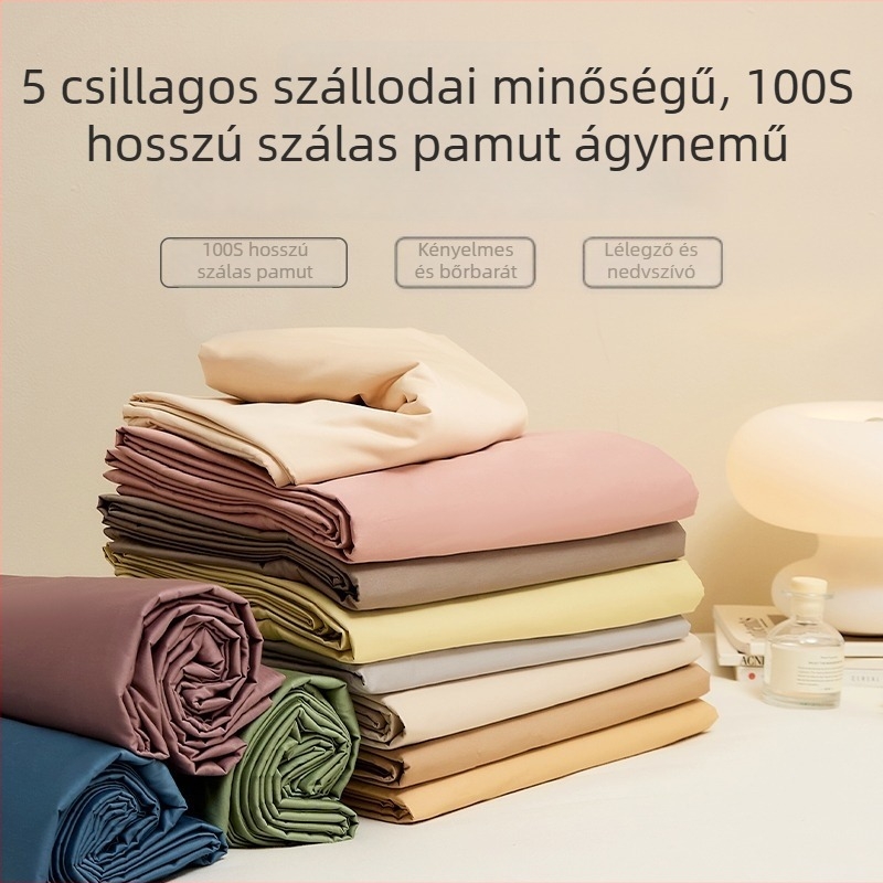 Kiváló minőségű hosszú szálú pamut satin gumis lepedő matracvédővel, egyszínű