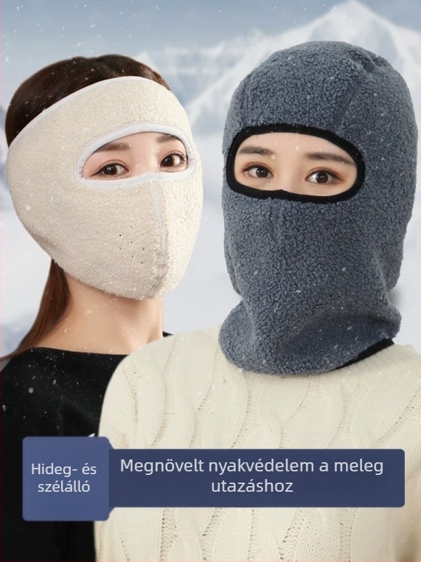Téli szélvédett, meleg maszk hosszított arcfedővel és fülvédővel – teljes arcmaszk motorozáshoz és síeléshez