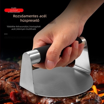 Rozsdamentes acél burgerprés, kézi nyomással, kör- és négyszögletes lemezzel, pizzához és steakhez, teppanyaki konyhai eszköz
