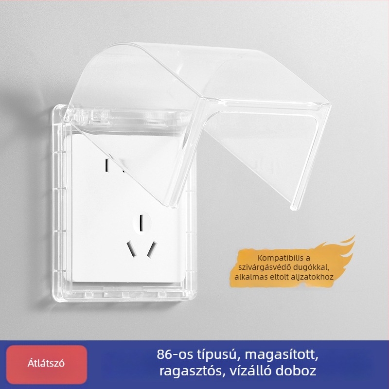 Szögletes ötpólusú vécécsatlakozó, vízálló doboz, kiemelt eltolással és öntapadós védőfedél