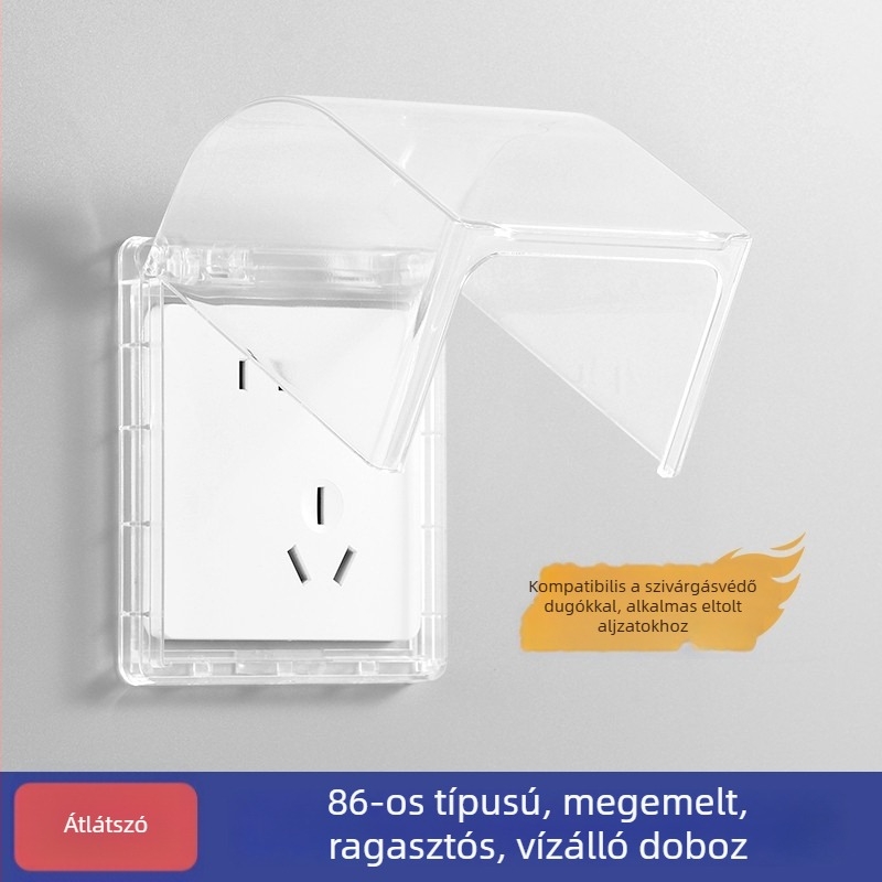 Szögletes ötpólusú vécécsatlakozó, vízálló doboz, kiemelt eltolással és öntapadós védőfedél