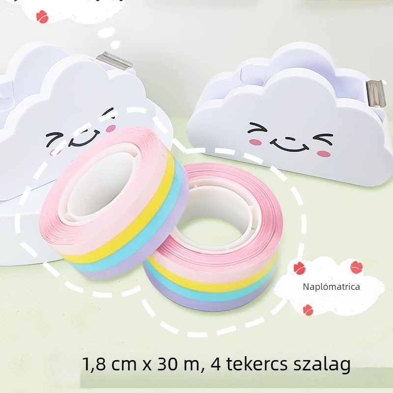Felhőmintás szalagvágó asztali szalagtartóval – rajzfilmszerű dizájn