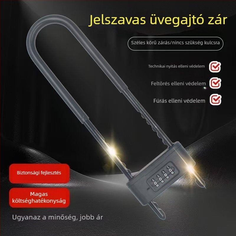 Jelszós U-alakú zár üvegajtókhoz, dupla ajtóhoz, hosszított többfunkciós zár, anti-vágás, anti-lopás, U-alakú üzletzár