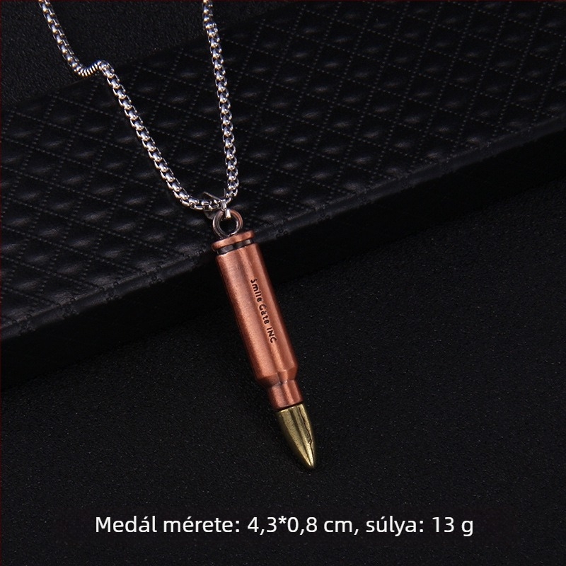 Unisex rozsdamentes acél pulóver nyaklánc golyóházas medállal, geometriai dizájn, hosszúság 61–70 cm