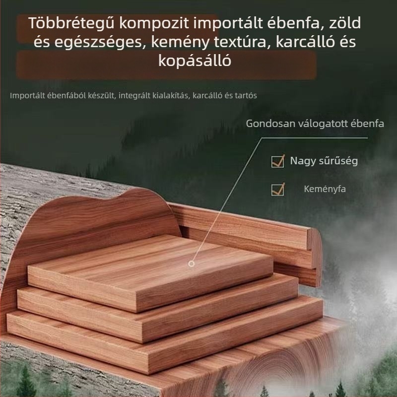 Ebonyfa vágódeszka, antibakteriális és penészálló, élelmiszer-minőségű, kétoldalas, a konyhában.