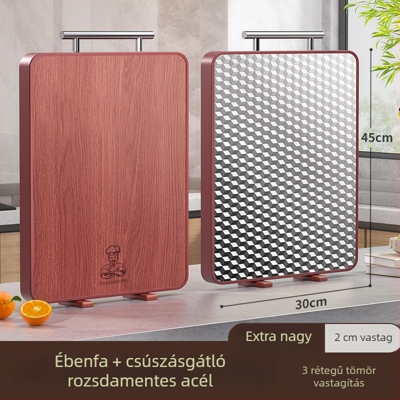 Ebonyfa vágódeszka, antibakteriális és penészálló, élelmiszer-minőségű, kétoldalas, a konyhában.