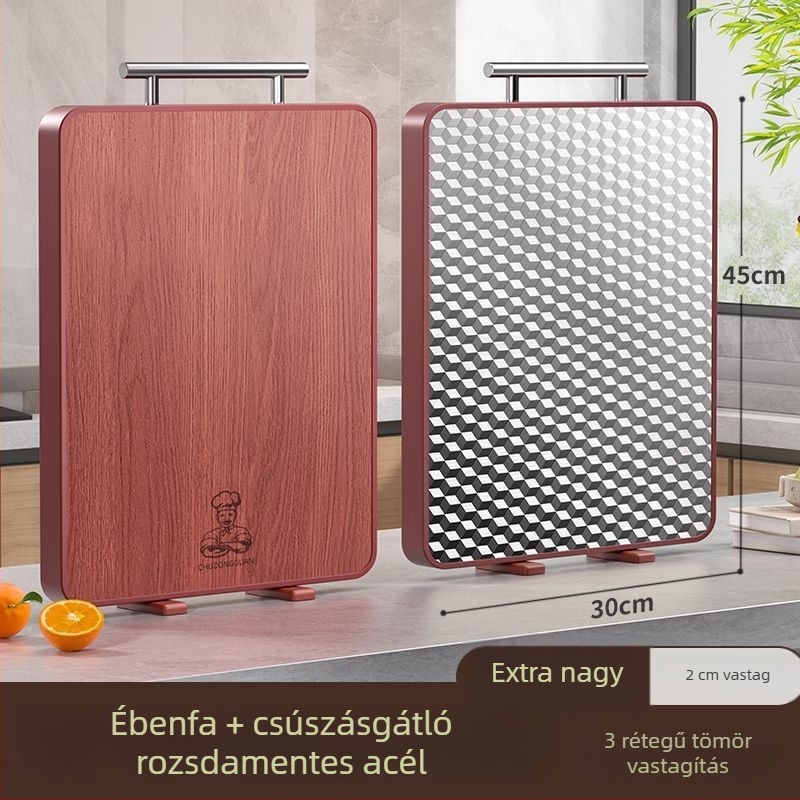 Ebonyfa vágódeszka, antibakteriális és penészálló, élelmiszer-minőségű, kétoldalas, a konyhában.