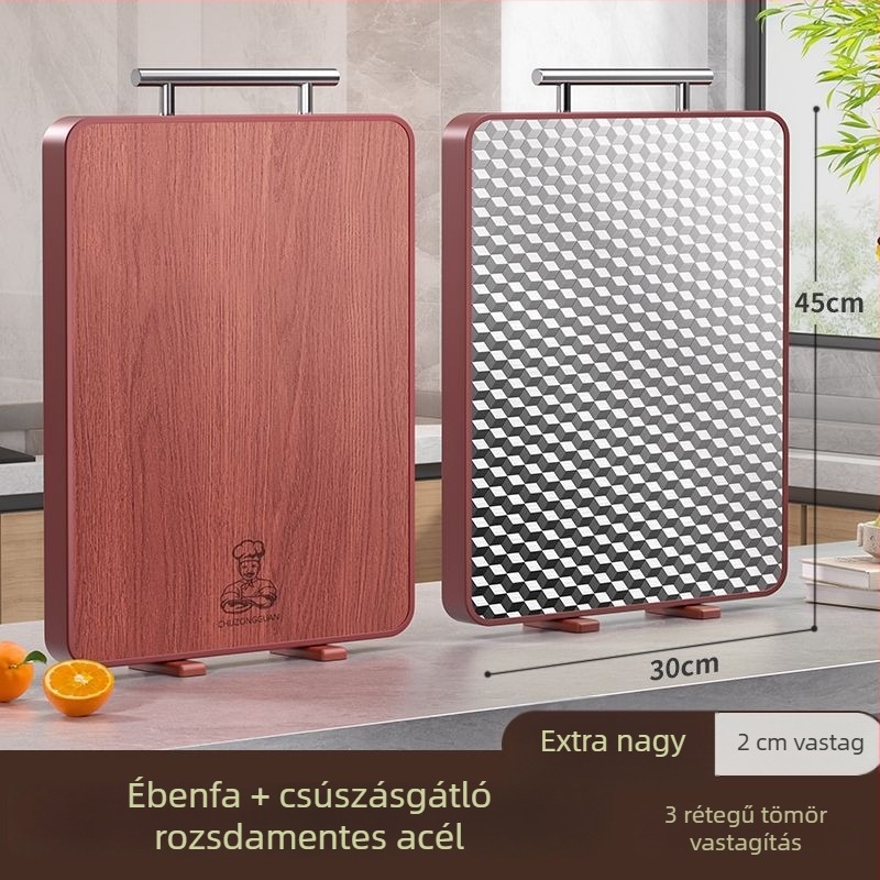 Ebonyfa vágódeszka, antibakteriális és penészálló, élelmiszer-minőségű, kétoldalas, a konyhában.