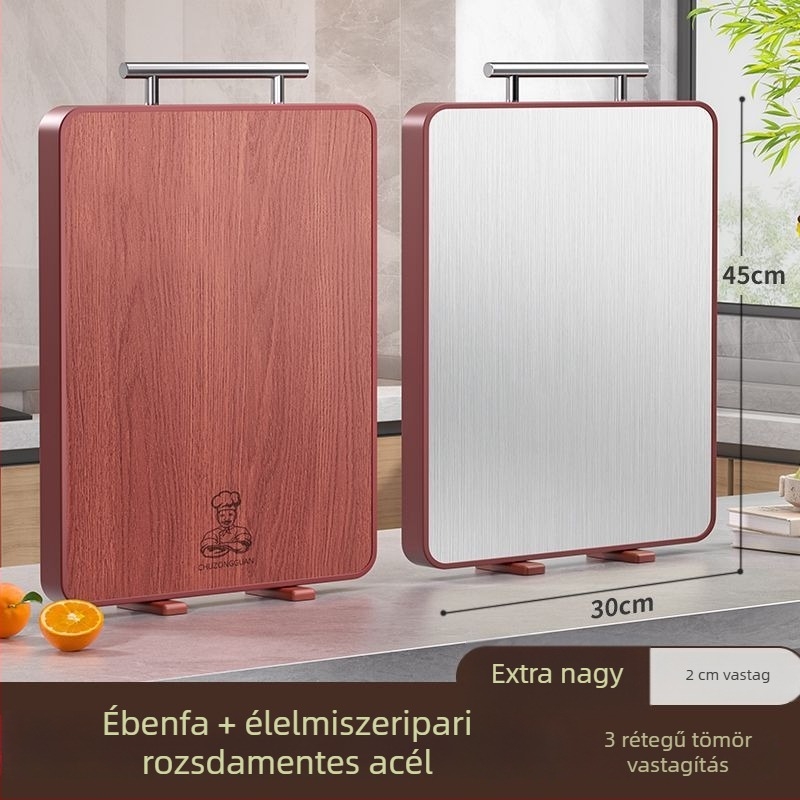 Ebonyfa vágódeszka, antibakteriális és penészálló, élelmiszer-minőségű, kétoldalas, a konyhában.