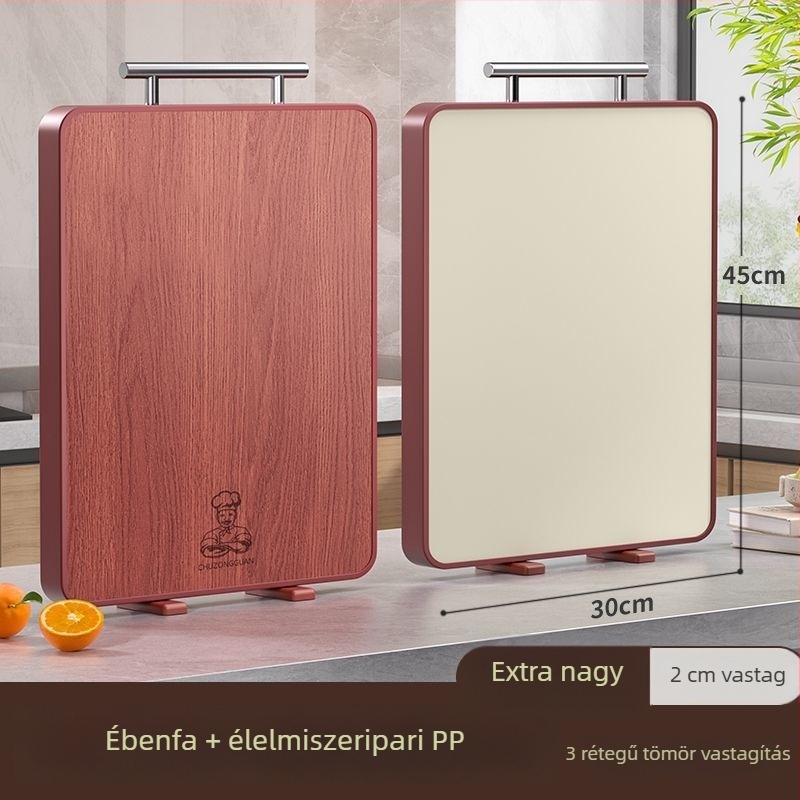 Ebonyfa vágódeszka, antibakteriális és penészálló, élelmiszer-minőségű, kétoldalas, a konyhában.