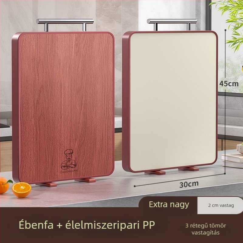 Ebonyfa vágódeszka, antibakteriális és penészálló, élelmiszer-minőségű, kétoldalas, a konyhában.