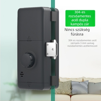 Irodai üvegajtóhoz készült intelligens zár, ujjlenyomat, jelszó, Bluetooth és mágneskártya hozzáféréssel; automatikus, fúrás nélküli telepítés