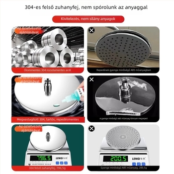 304 rozsdamentes acél zuhanyfej, nagy nyomású esőzuhany, forgatható állvány, egyfejes