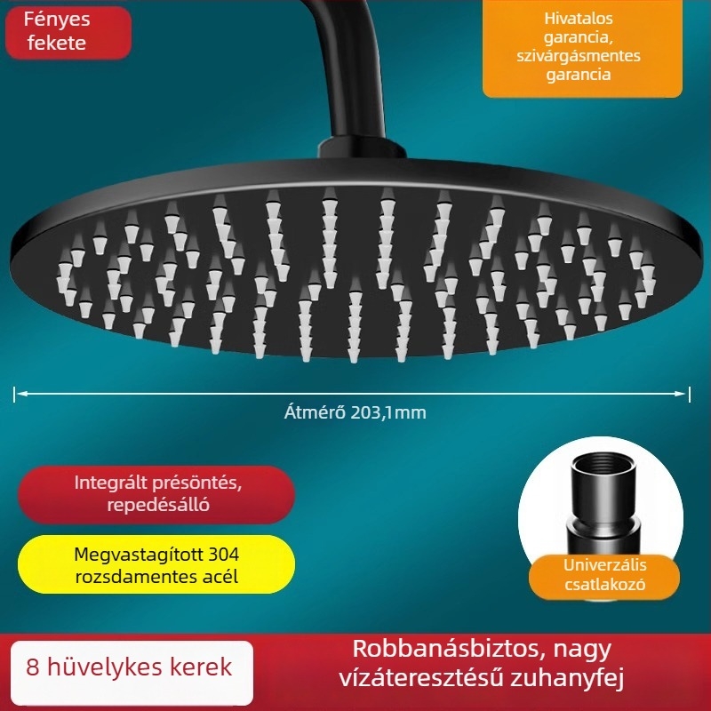 304 rozsdamentes acél zuhanyfej, nagy nyomású esőzuhany, forgatható állvány, egyfejes