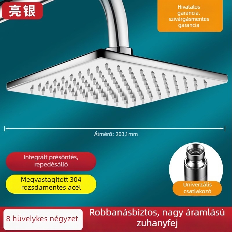 304 rozsdamentes acél zuhanyfej, nagy nyomású esőzuhany, forgatható állvány, egyfejes