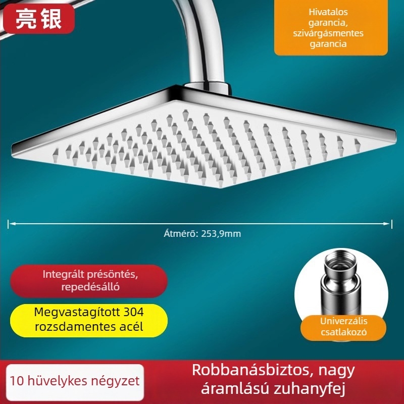 304 rozsdamentes acél zuhanyfej, nagy nyomású esőzuhany, forgatható állvány, egyfejes