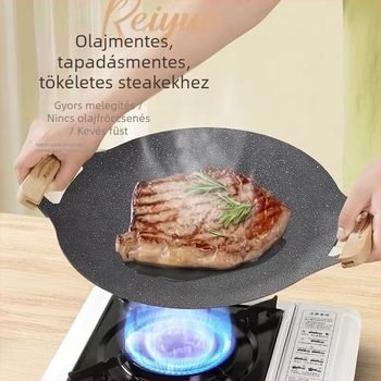 Kültéri grillserpenyő otthoni indukciós tűzhelyhez, koreai stílusú BBQ tál, hordozható vas serpenyő kempingezéshez