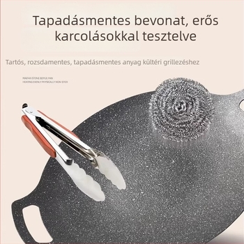 Kültéri grillserpenyő otthoni indukciós tűzhelyhez, koreai stílusú BBQ tál, hordozható vas serpenyő kempingezéshez