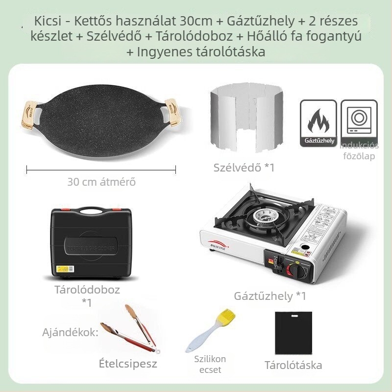 Kültéri grillserpenyő otthoni indukciós tűzhelyhez, koreai stílusú BBQ tál, hordozható vas serpenyő kempingezéshez