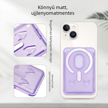 Átlátszó PC matt mágneses kártyatartó állvány iPhone-hoz, színes kártyatartóval
