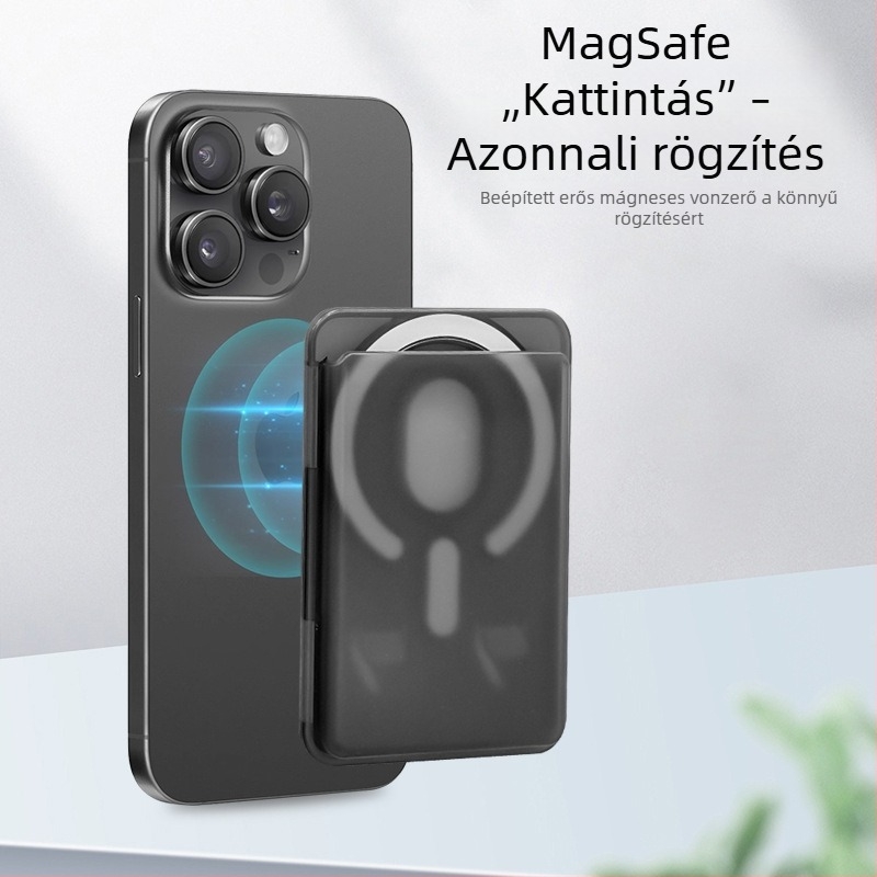 Átlátszó PC matt mágneses kártyatartó állvány iPhone-hoz, színes kártyatartóval