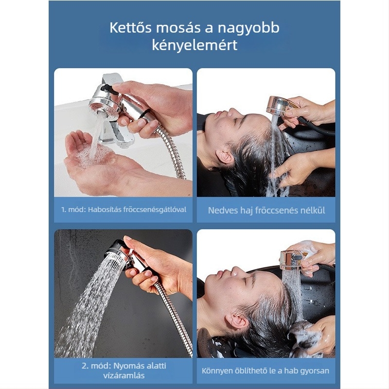 Hordozható nyomásos zuhanyfej nagy hatékonyságú szűrővel, ABS körkörös fej, elektroplakolt bevonat