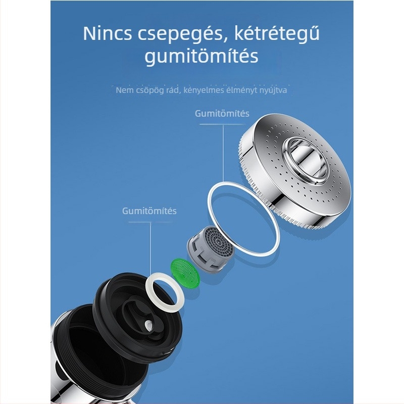 Hordozható nyomásos zuhanyfej nagy hatékonyságú szűrővel, ABS körkörös fej, elektroplakolt bevonat