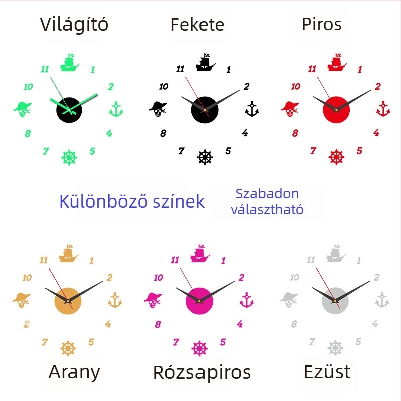 Kerek falióra hálószobába és nappaliba, világító, csendes járású, modern dekoratív dizájn