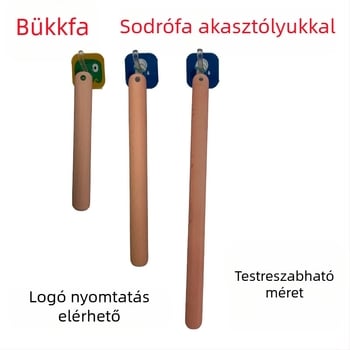 Bükkfából készült nyújtófa akasztóval, otthoni és professzionális sütéshez, szöveges logó nyomtatására alkalmas