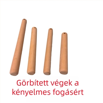 Bükkfából készült nyújtófa akasztóval, otthoni és professzionális sütéshez, szöveges logó nyomtatására alkalmas